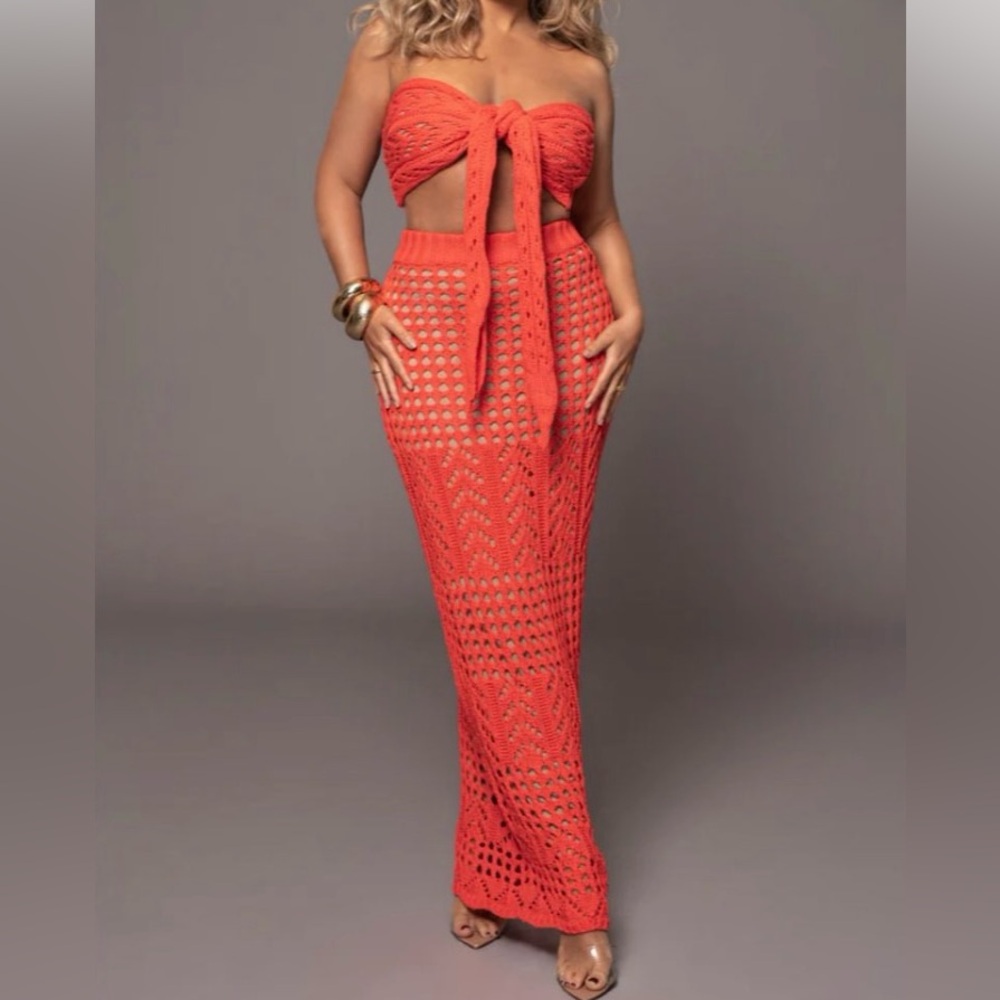 JLUXLABEL CORAL CARIBBEAN SKIES SKIRT SET